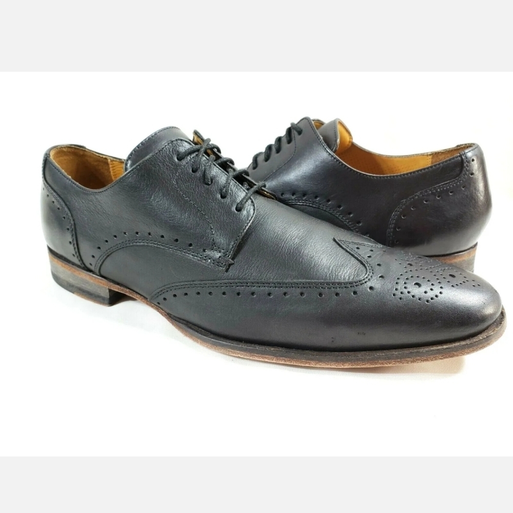 COLE HAAN Nike Air Wingtip Oxfords Sz 11.5 Black Leather